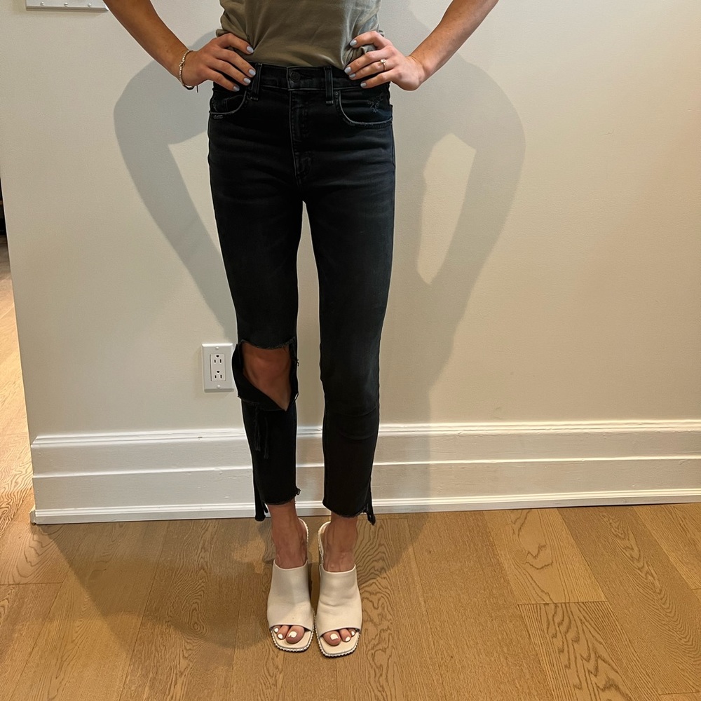 Rag &bone high rise ankle skinny jeans in colour steel